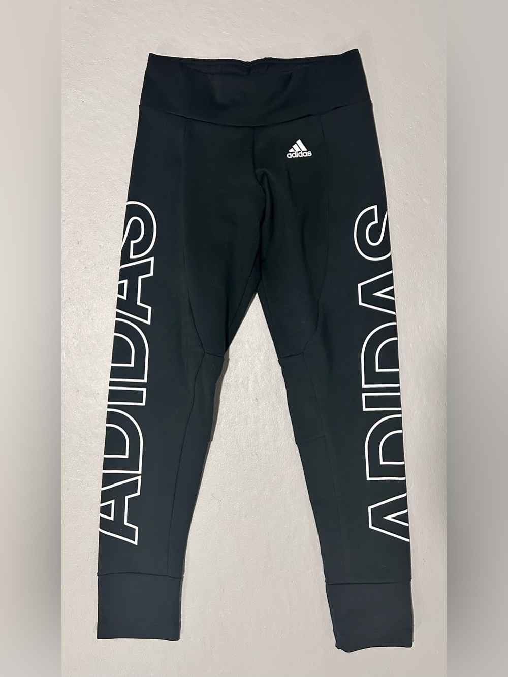 adidas Black Leggings with White Side Logo